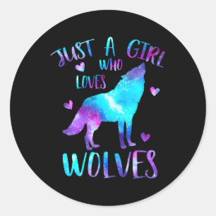 Nur ein Mensch Lieben Wolves Galaxy Space Wolf Runder Aufkleber