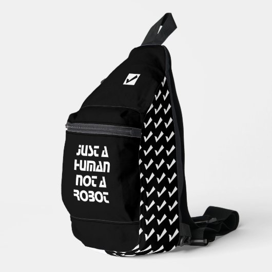 Nur ein Mensch nicht ein Roboter Schwarz-weißen Mo Crossbody Bag (Rechte Ecke)