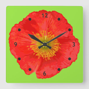 Nur ein Mohnblussel + Ihr Backgr. Ideen Quadratische Wanduhr