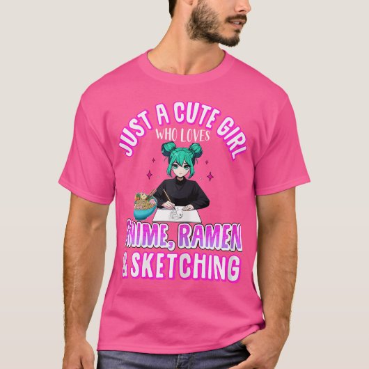 Nur ein Niedliches Mädchen, das Anime Sketching Ra T-Shirt (Vorderseite)