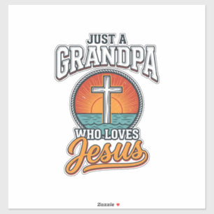 Nur ein Opa, der Jesus liebt, Vintage-Kreuz-Shirt Aufkleber