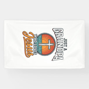Nur ein Opa, der Jesus liebt, Vintage-Kreuz-Shirt Banner