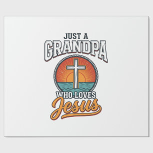 Nur ein Opa, der Jesus liebt, Vintage-Kreuz-Shirt Geschenkpapier