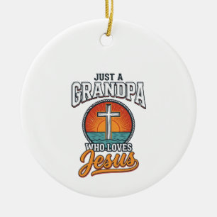 Nur ein Opa, der Jesus liebt, Vintage-Kreuz-Shirt Keramik Ornament
