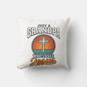 Nur ein Opa, der Jesus liebt, Vintage-Kreuz-Shirt Kissen