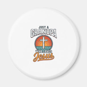 Nur ein Opa, der Jesus liebt, Vintage-Kreuz-Shirt Magnet