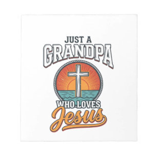 Nur ein Opa, der Jesus liebt, Vintage-Kreuz-Shirt Notizblock
