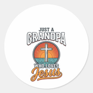Nur ein Opa, der Jesus liebt, Vintage-Kreuz-Shirt Runder Aufkleber
