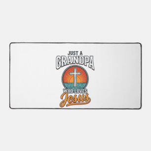 Nur ein Opa, der Jesus liebt, Vintage-Kreuz-Shirt Schreibtischunterlage