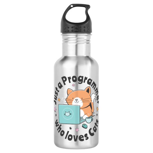 Nur ein Programmierer, der Katzen Liebe Edelstahlflasche (Vorderseite)