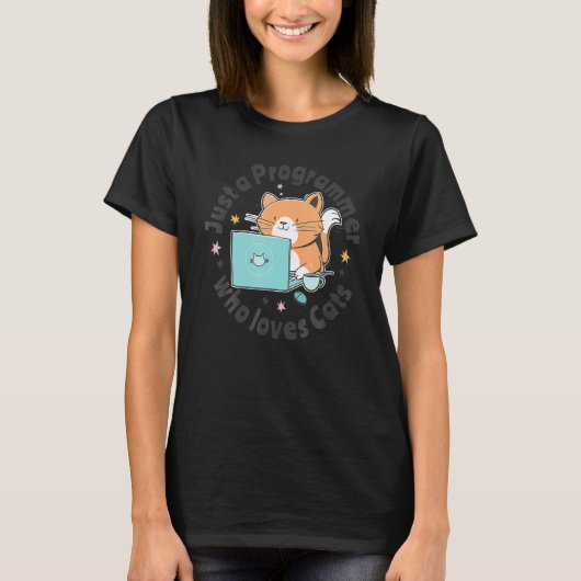Nur ein Programmierer, der Katzen und Computer-Kab T-Shirt (Vorderseite)