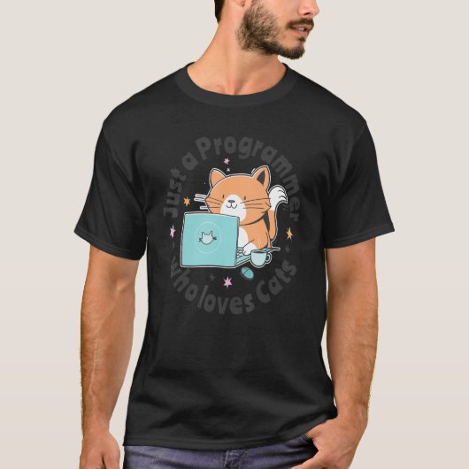 Nur ein Programmierer, der Katzen und Computer lie T-Shirt (Vorderseite)
