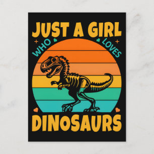 Nur ein Retro-Mädchen liebt Dinos Feiertagspostkarte
