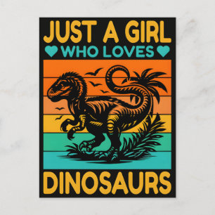 Nur ein Retro-Mädchen liebt Dinos Feiertagspostkarte
