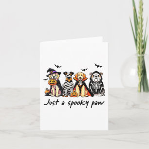Nur ein spöttisches Paw Retro Dog Ghost Halloween Karte