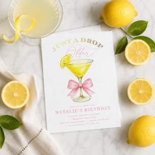 Nur ein Tropfen älter Lemon Drop Pink Schleife Geb Einladung