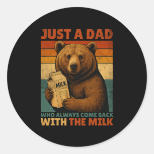 Nur ein Vater Bär, der immer mit der Milch F Runder Aufkleber