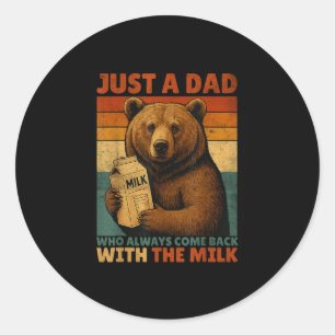 Nur ein Vater Bär, der immer wieder mit der Milch  Runder Aufkleber