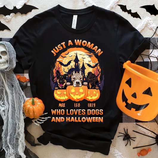 Nur eine Frau, die Hunde und Halloween Lieben T-Shirt