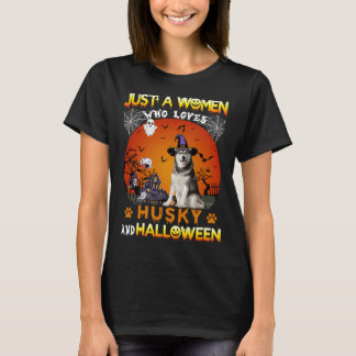Nur eine Frau, die husky und Halloween T-Shirt