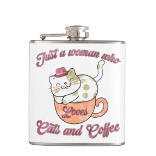 Nur eine Frau, die Katzen und Kaffee Liebe Flachmann