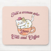 Nur eine Frau, die Katzen und Kaffee Liebe Mousepad (Vorne)