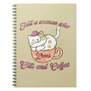 Nur eine Frau, die Katzen und Kaffee Liebe Notizblock