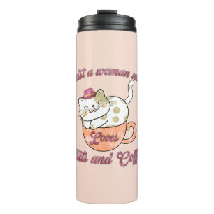 Nur eine Frau, die Katzen und Kaffee Liebe Thermosbecher
