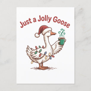 Nur eine fröhliche Gans Weihnachtsgans Trinkt Matc Einladungspostkarte