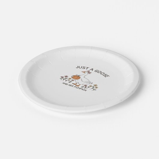 Nur eine Gans und ihr Pumpkin Classic T - Shirt Pappteller (Schrägansicht)