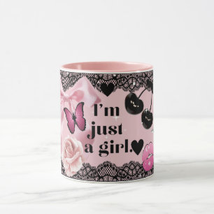 Nur eine Girl Coquette Girly Bow Pink Black Tasse