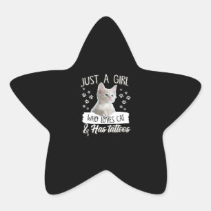 Nur eine Girl Liebe Kitty Cat hat Tattoo Geschenke Stern-Aufkleber
