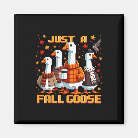 Nur eine Herbstgans Lustiger Pixel Herbst Retro St Magnet (Vorne)