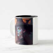 Nur eine Hexe, die ihren Kaffee braucht Zweifarbige Tasse (Vorderseite Links)