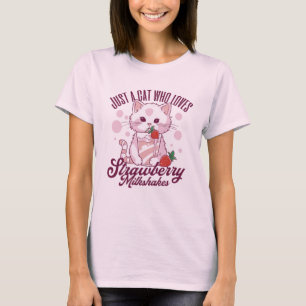 Nur eine Katze, die Erdbeer-Milchshakes Kawaii lie T-Shirt