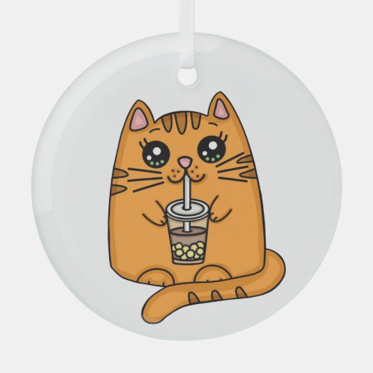 Nur eine Katze trinkt Boba Tea Ornament Aus Glas (Vorderseite)