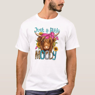 Nur eine kleine Moody-Funny-Kuh Heifer gebleicht T-Shirt