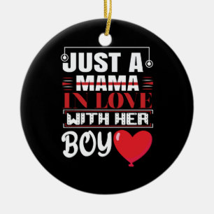 Nur eine Mama in Liebe mit ihrem Jungen Valentine Keramik Ornament