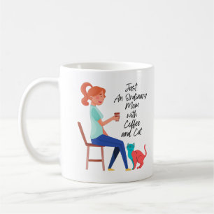 Nur eine normale Mutter mit Kaffee und Katze Kaffeetasse
