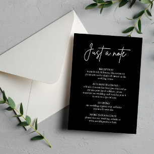 Nur eine Notiz Schwarze minimale Hochzeit-Beilagek Einladung
