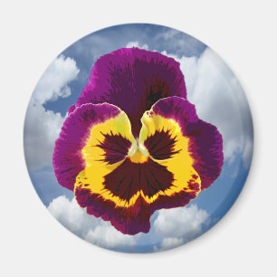 Nur eine Pansy-Blüte + Ihr Text u. Ideen Magnet