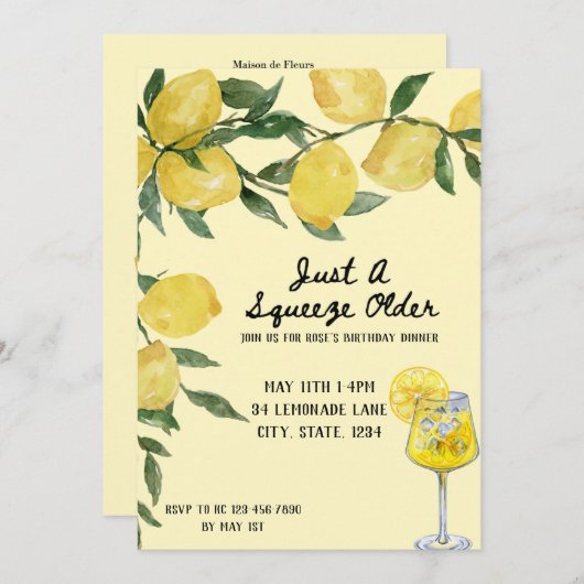 Nur eine Quetschung älterer Einladung zum Geburtst (Vorne/Hinten)