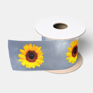 Nur eine Sonnenblume-Blüte + Ihr Text u. Ideen Satinband