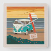 Nur Einheimische | VW Surf Van Quadratische Wanduhr (Vorderseite)