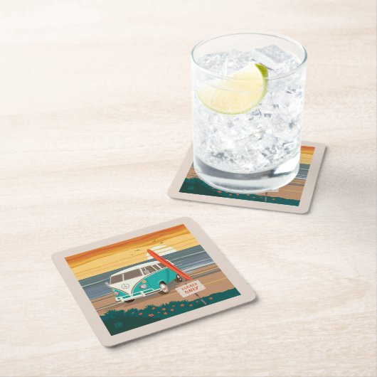 Nur Einheimische | VW Surf Van Rechteckiger Pappuntersetzer (Vor Ort)