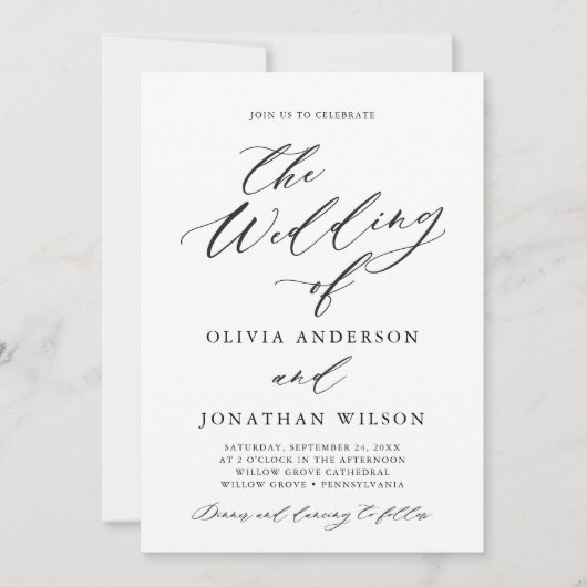 Nur Einladung zur Schwarzen Eleganten Script Typog (Vorderseite)