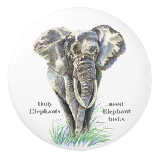 Nur Elefanten brauchen Elefantenkugeln Keramikknauf (Vorderseite)