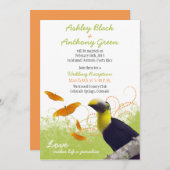 Nur Empfang für tropische Toucan Hochzeit in Urlau Einladung (Vorne/Hinten)