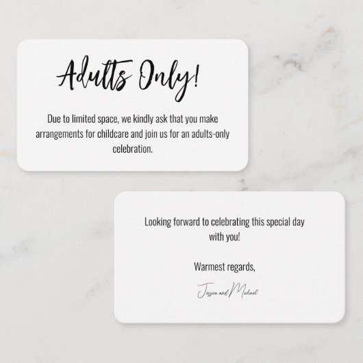 Nur Erwachsene! 💍 Minimalistisches Elegant Begleitkarte (Vorne/Hinten)