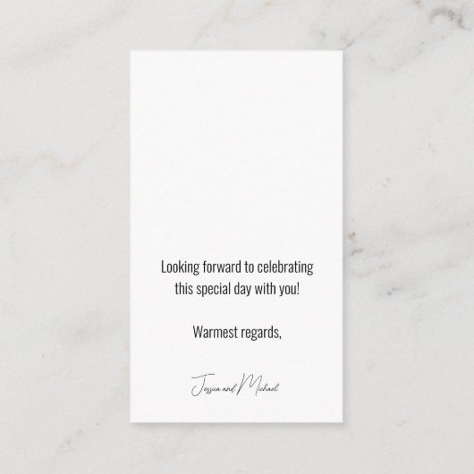 Nur Erwachsene 💍 Minimalistisches Elegant Begleitkarte (Rückseite)